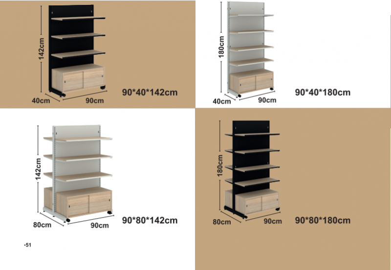 Solid træhyller + kabinet